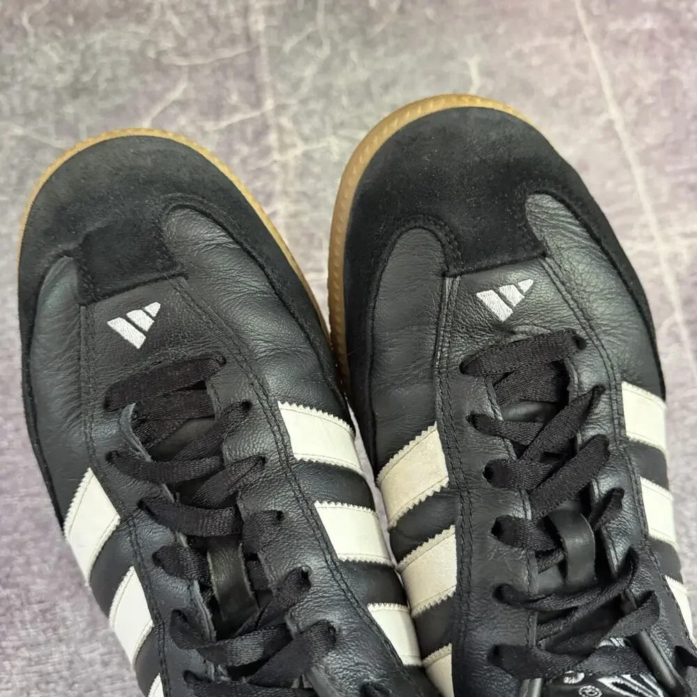 Men's Adidas Samba Millennium Leather Black White Gum Low Soccer Sz 8 (088559)